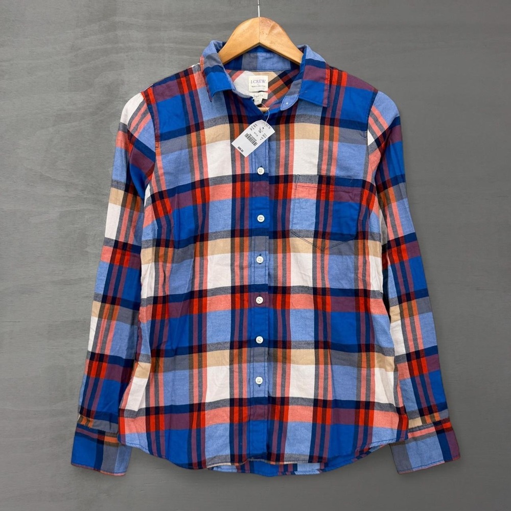 NEW J.Crew Perfect Fit Button Down Shirt Blue Red Plaid 30519 Size Small
